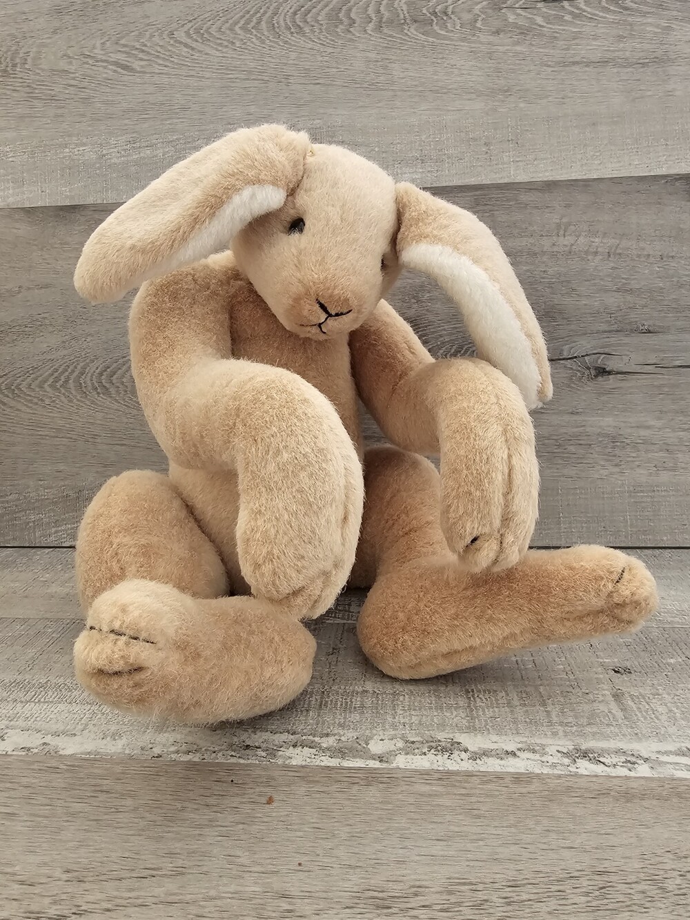 Vtg Artist Lori Baker Teddy Bear Bunny Rabbit Brown Heavy Articulated Joints 18"